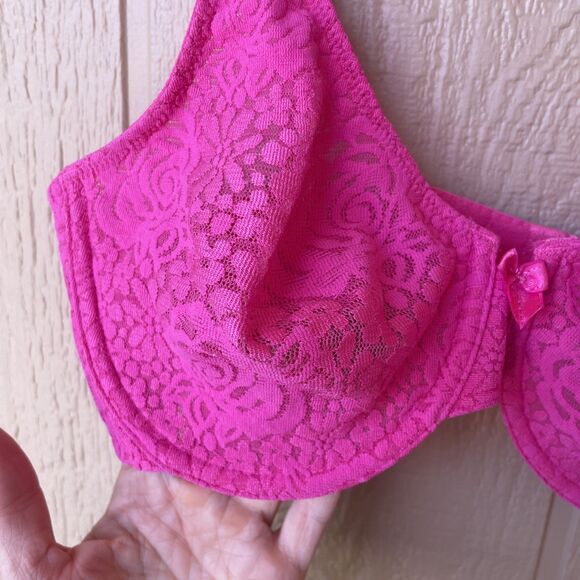 Wacoal 34D Bra Pink Halo Lace Underwire Unlined Seamless 851205 Convertible - Picture 3 of 8